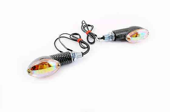 Повороты мини (пара) овальные (карбон, желтое стекло, хамелеон) Мукачево