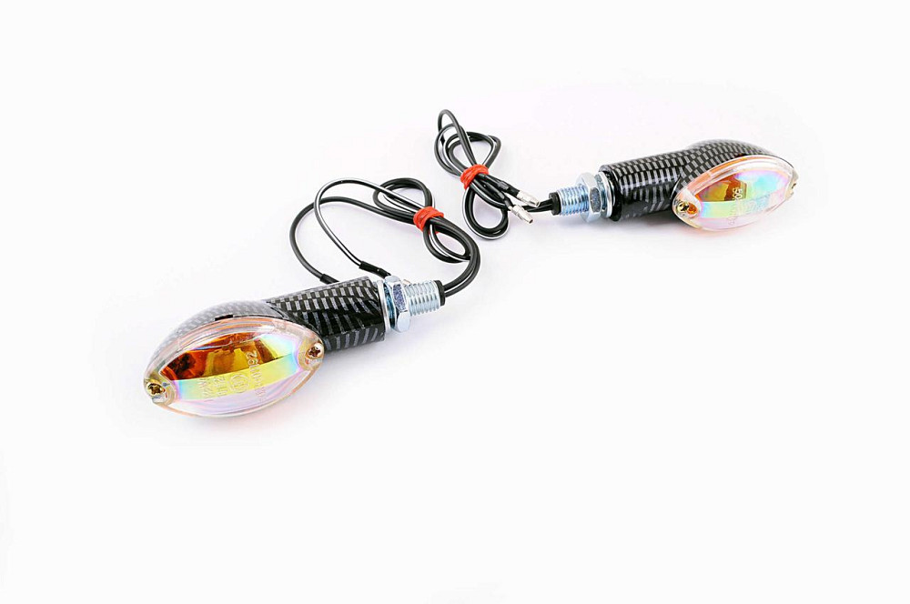 Повороты мини (пара) овальные (карбон, желтое стекло, хамелеон) Мукачево - изображение 1