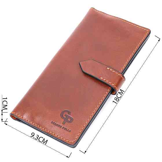 Интересный вертикальный кошелек из натуральной кожи GRANDE PELLE 11660 Коричневый Киев