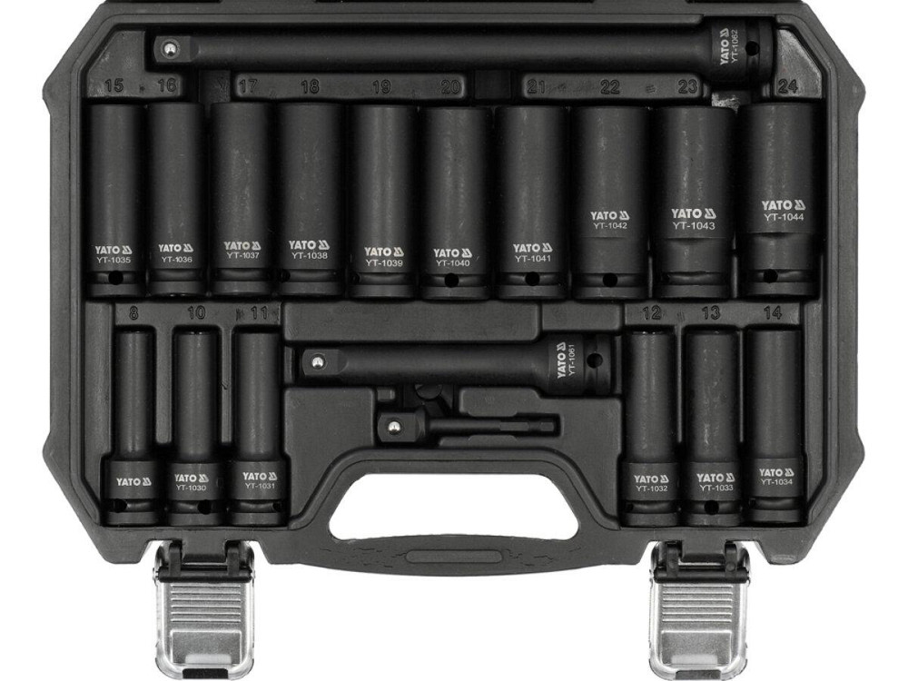 Набір головок торцевих ударних 6-гран. YATO подовжені, квадрат 1/2