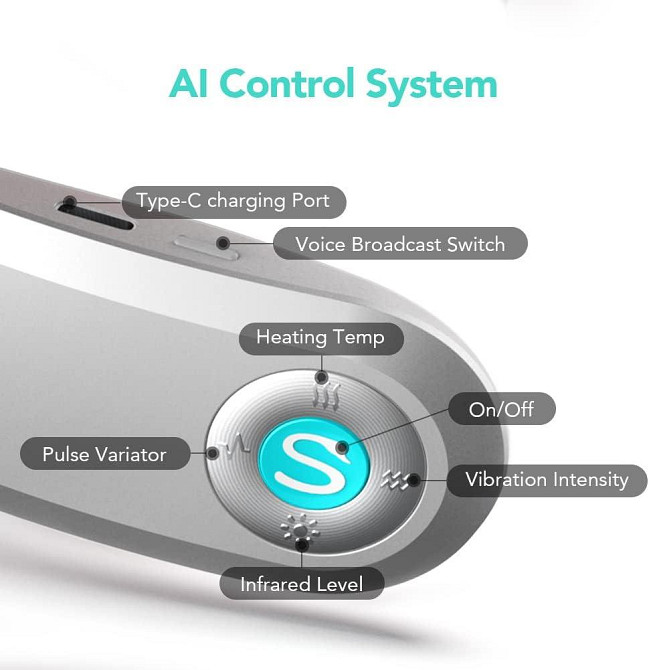 Умный беспроводной аккумуляторный шейный массажер SKG G7 PRO-E с инфракрасным прогревом вибрацией приложением Киев - изображение 6