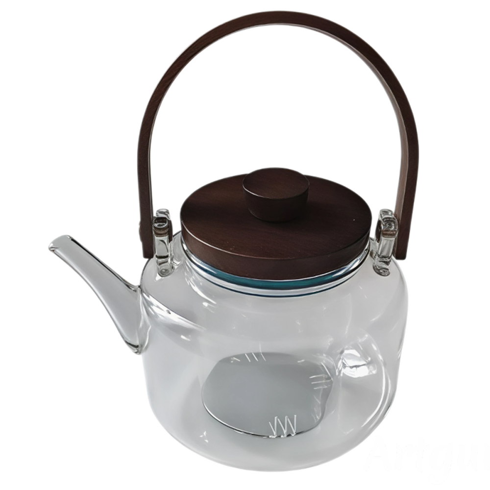 Yiwu Заварник скляний для чаю 0.8 л Заварний чайник для заварювання з дерев'яною ручкою прозори Коломия - фото 3