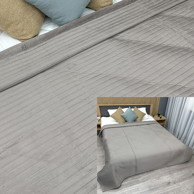 Покрывало велюровое King Size 220х240 см цвет светло-серый (85-209) Киев - изображение 1