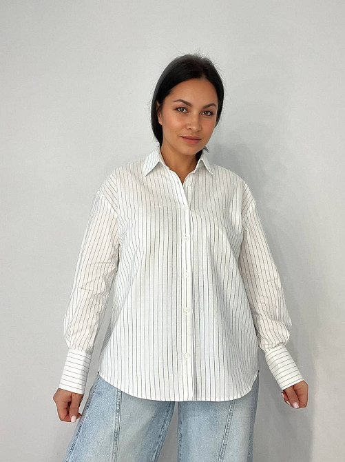 Сорочка жіноча Mix Ray 4465 оверсайз блакитна смуга біла, білий, L Київ - фото 5