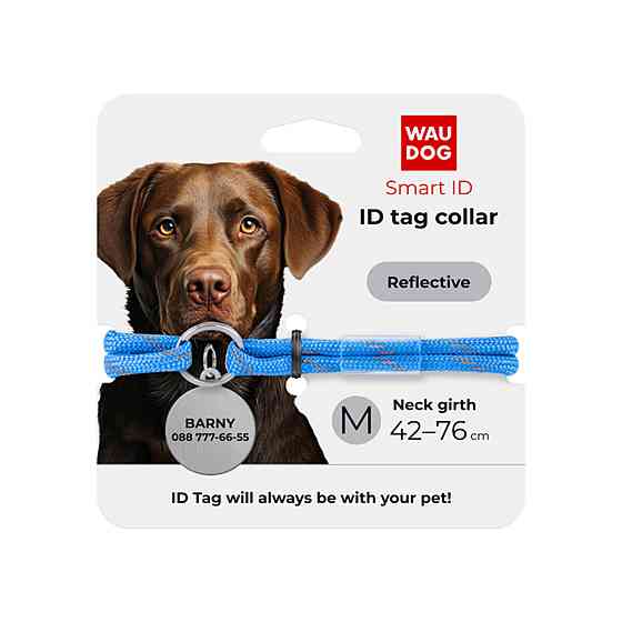 Шнурок для адресника из паракорда WAUDOG Smart ID, светоотражающий, размер М, диаметр 4 мм, длина 42-76 см синий Киев