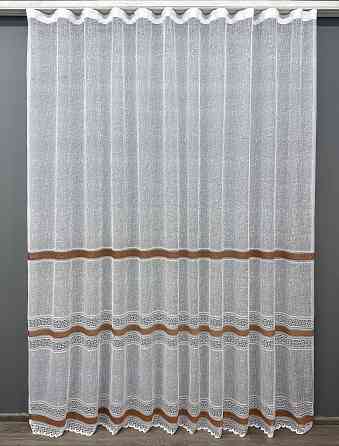 Тюль VR-Textil 1550т Bari Жакард Білий з коричневим 300х270 см (42-0474) Київ