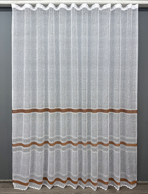 Тюль VR-Textil 1550т Bari Жакард Білий з коричневим 300х270 см (42-0474) Київ - фото 2