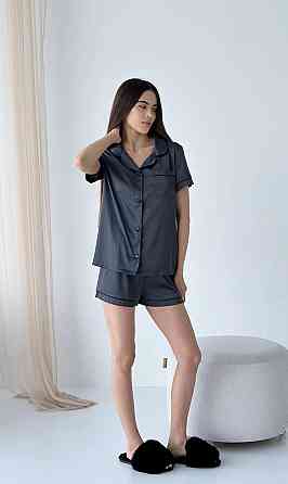 Піжама жіноча з шортами шовкова Графітовий ч/к L Харків