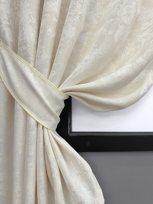 Комплект коротких штор VR-Textil Жакард Sultan YL № 1763ш Молочний 130х170 см 2 шт (35-0461) Київ - фото 4
