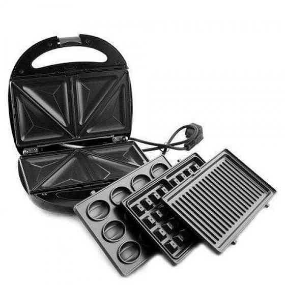 Электрическая cендвичница 4в1, 1000Вт, Domotec MS-7704 / Домашняя бутербродница гриль / Вафельница орешница Киев