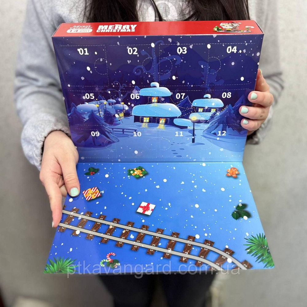 Новогодний адвент календарь конструктор рождественский Санта и поезд 578 деталей, 6в1, 12 окошек 8972-1 Хмельницкий - изображение 2