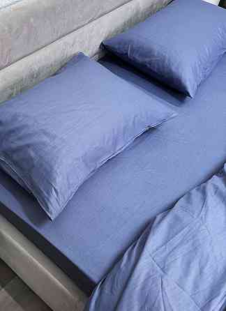 Ecotton Простирадло на резинці Ecotton 180х200 см із сатину (арт. 15-5205 Aqua Grey) синій Київ