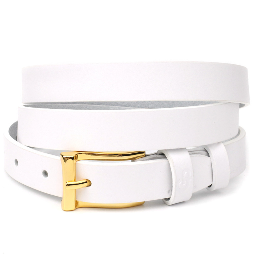 Стильный тонкий кожаный ремень для женщин Белый (GRANDE PELLE) Киев - изображение 5