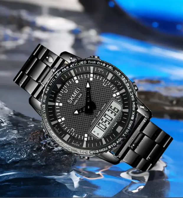 Мужские наручные часы Skmei 1898 (Черный с белым табло) Винница - изображение 6