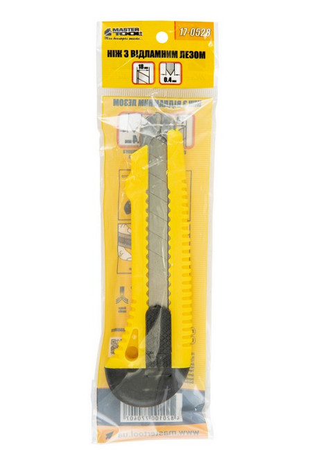 Ніж будівельний MASTERTOOL з відламним лезом 18 мм металева напрямна кнопковий фіксатор 17-0528 Коломыя - изображение 5