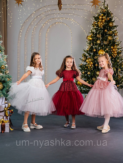 Святкова пишна біла сукня для дівчинки з глітером Кривий Ріг - фото 10