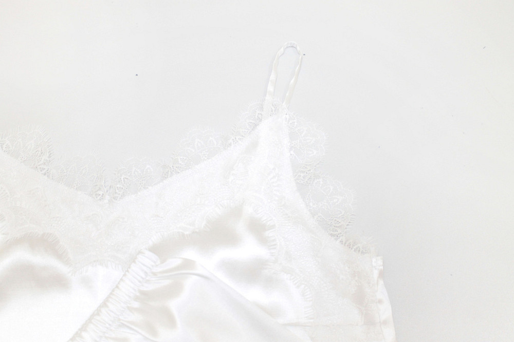 Піжама жіноча атласна майка і шорти з мереживом Білий 54 Харків - фото 5