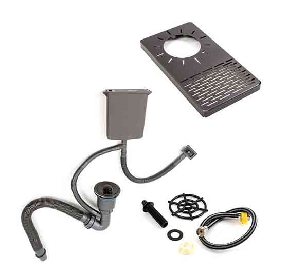 Кухонна мийка PVD 78*46 чорна Platinum Handmade з кухонним змішувачем + дозатор та коландер Коломыя