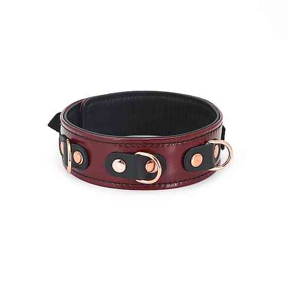 Шкіряний нашийник з повідцем Liebe Seele Wine Red Collar and Leash, 3 кільця для кріплення Sex Aura Київ