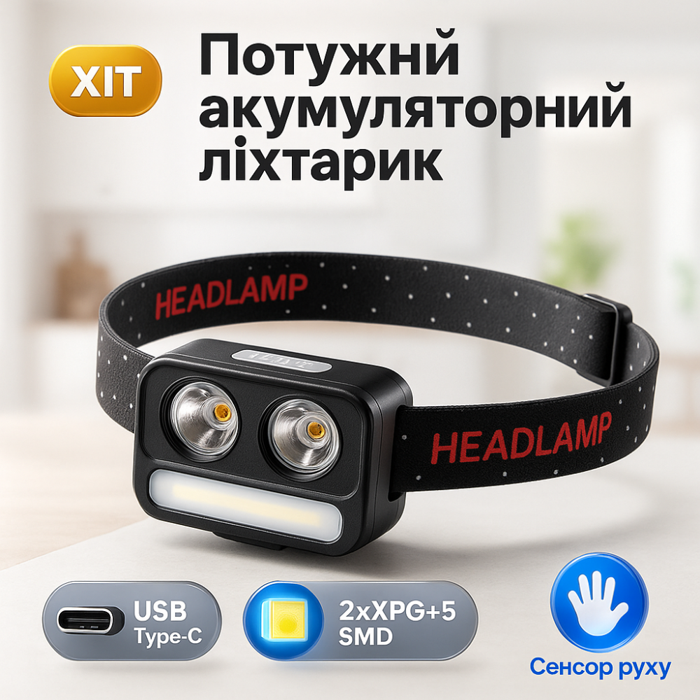 Ліхтар для рятувальників на голову 2069-XPG+XPG+5SMD, Налобний ліхтар з ремінцем на голову SY-23 Львів - фото 15