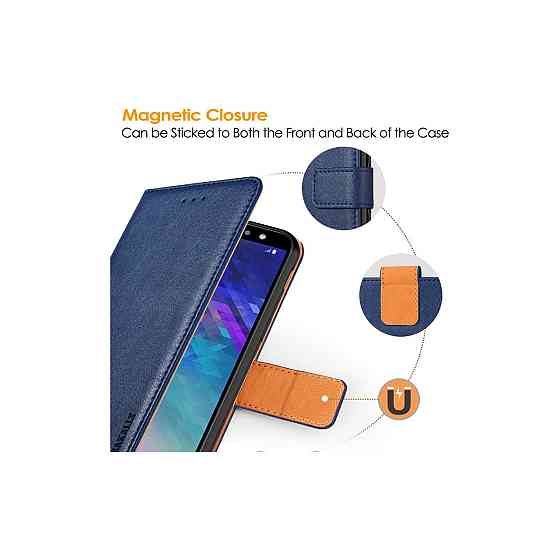 Чохол для телефону кейс гаманець Peakally Samsung Galaxy A6 2018 синій PU шкіра TPU підставка слоти для карт магніт Київ