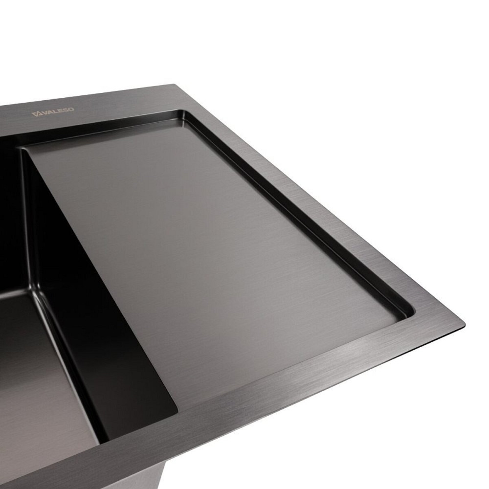 VALESO Кухонна мийка CM 58*48 L чорна PVD VALESO Handmade (круглий сифон 3,0/0,8) Київ - фото 3