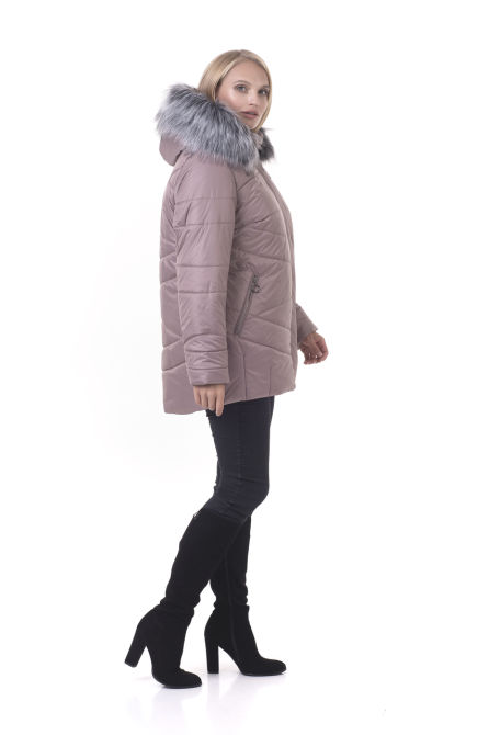Короткий жіночий пуховик з хутром на капюшоні Київ - фото 2