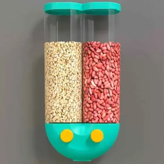 Диспенсер для круп с дозатором на 2 секции, до 2кг / Органайзер для сыпучих продуктов Коломия