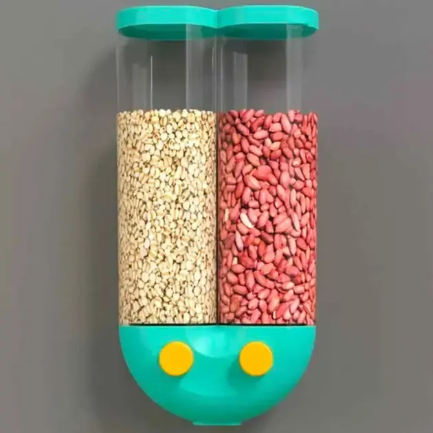 Диспенсер для круп с дозатором на 2 секции, до 2кг / Органайзер для сыпучих продуктов Коломия - фото 3
