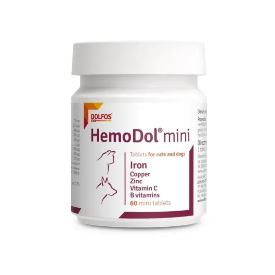 Дополнительный корм HemoDol mini (Гемодол мини) для нормализации физиологического баланса крови собак 60 таблеток, Дольфос Винница