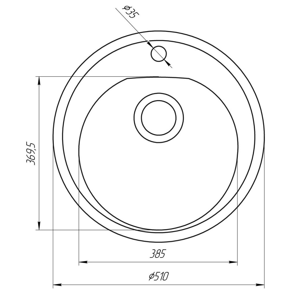 Гранитная мойка Globus Lux MARTIN черный металлик 510мм-А0001 (000021075) Киев - изображение 4