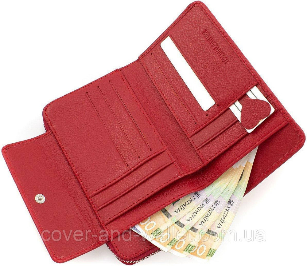 Женский красный кожаный кошелек клатч на молнии среднего размера ST Leather Киев - изображение 9