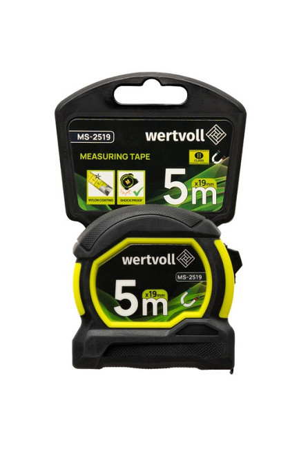 WERTVOLL Рулетка WERTVOLL 5 м×19 мм з магнітами фіксатор полотна покриття TPR нейлонове покритт Київ - фото 7