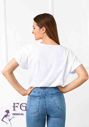 Літня блузка футболка вільного крою "Moment" оптом | Норма і батал Білий, 42-44 Київ