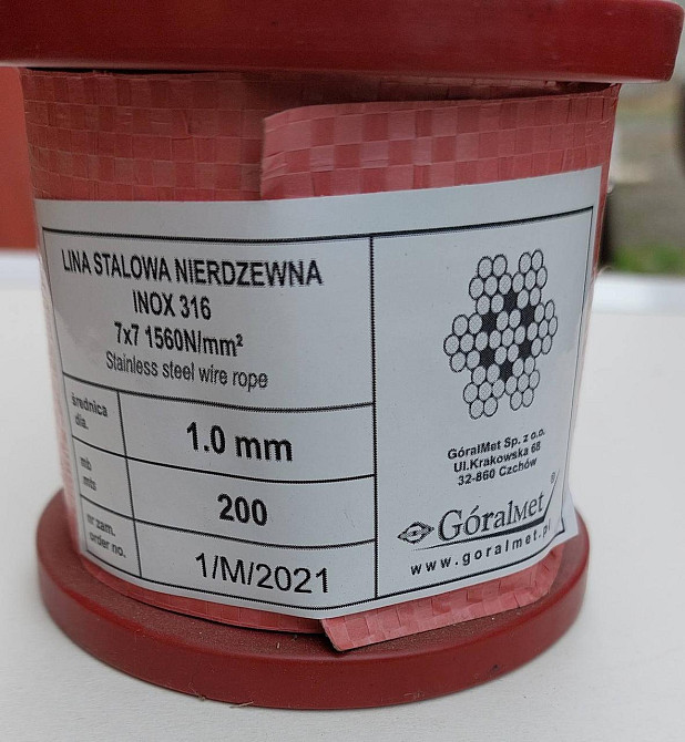Трос "GoralMet" з нержавіючої сталі марки AISI 316, діаметром 1,0 мм, 7х7, бобіна пластикова, намотка 200 м Киев - изображение 1