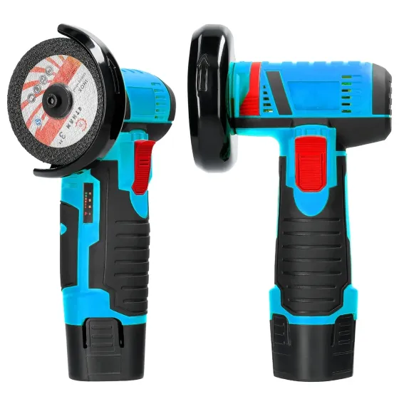 Профессиональная аккумуляторная болгарка Meterk 500W 12V, Угловая шлифовальная машина 76 мм на аккумуляторе, шлифмашина 19500 об/мин в кейсе Синяя Коломыя