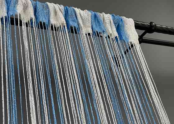 Шторы-нити с люрексом Голубой с белым 300х300см 1 шт (61-071) Киев