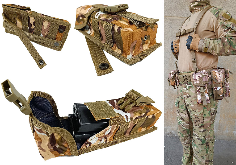 Підсумок під два магазини АК одинарний закритий Multicam Arid (степовий) (MOLLE, підсумок на розгрузку, жилет, РПС) Коломия - фото 1