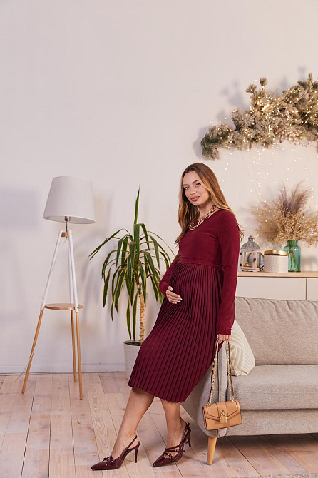 Стильна святкова сукня для вагітних та годувальниць Toledo розмір XXL (50) Lullababe Бордовий Кривий Ріг - фото 7