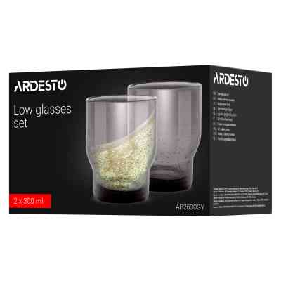 Набір склянок Ardesto Bubble 300мл, 2шт, скло, сірий (AR2630GY) Вінниця