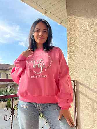 Свитшот женский OLIVIA 2479 широкий оверсайз утепленный вышивка рисунок one size, розовый, one size Одесса