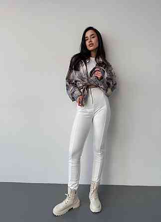 Женские теплые лосины на высокой посадке с молнией пума на флисе Одесса