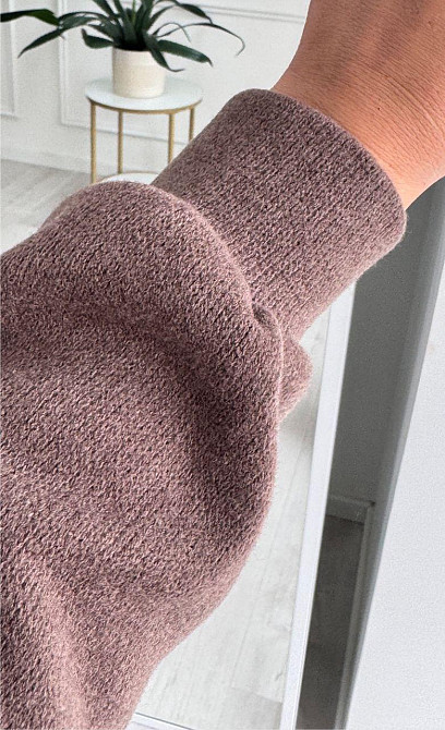 Жіночий стильний і теплий в'язаний костюм осінь-зима на трикотажній основі. Шоколад, 40/42 Одеса - фото 7