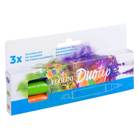 Набор маркеров акварельных двусторонних ECOLINE DUO TIP Secondary 3шт Royal Talens Киев