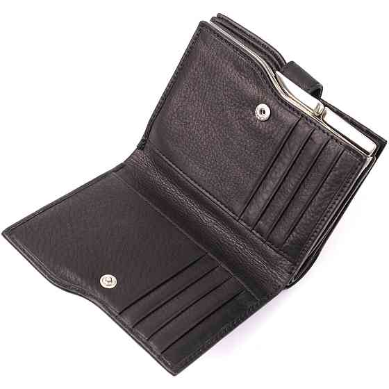 Женский вертикальный кошелек из натуральной кожи Черный (Tony Perotti) Киев