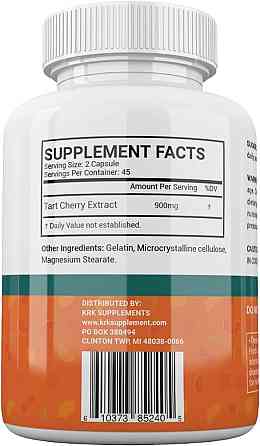 Екстракт терпкої вишні Krk Supplements Tart Cherry Extract 900 mg 90 caps Луцьк