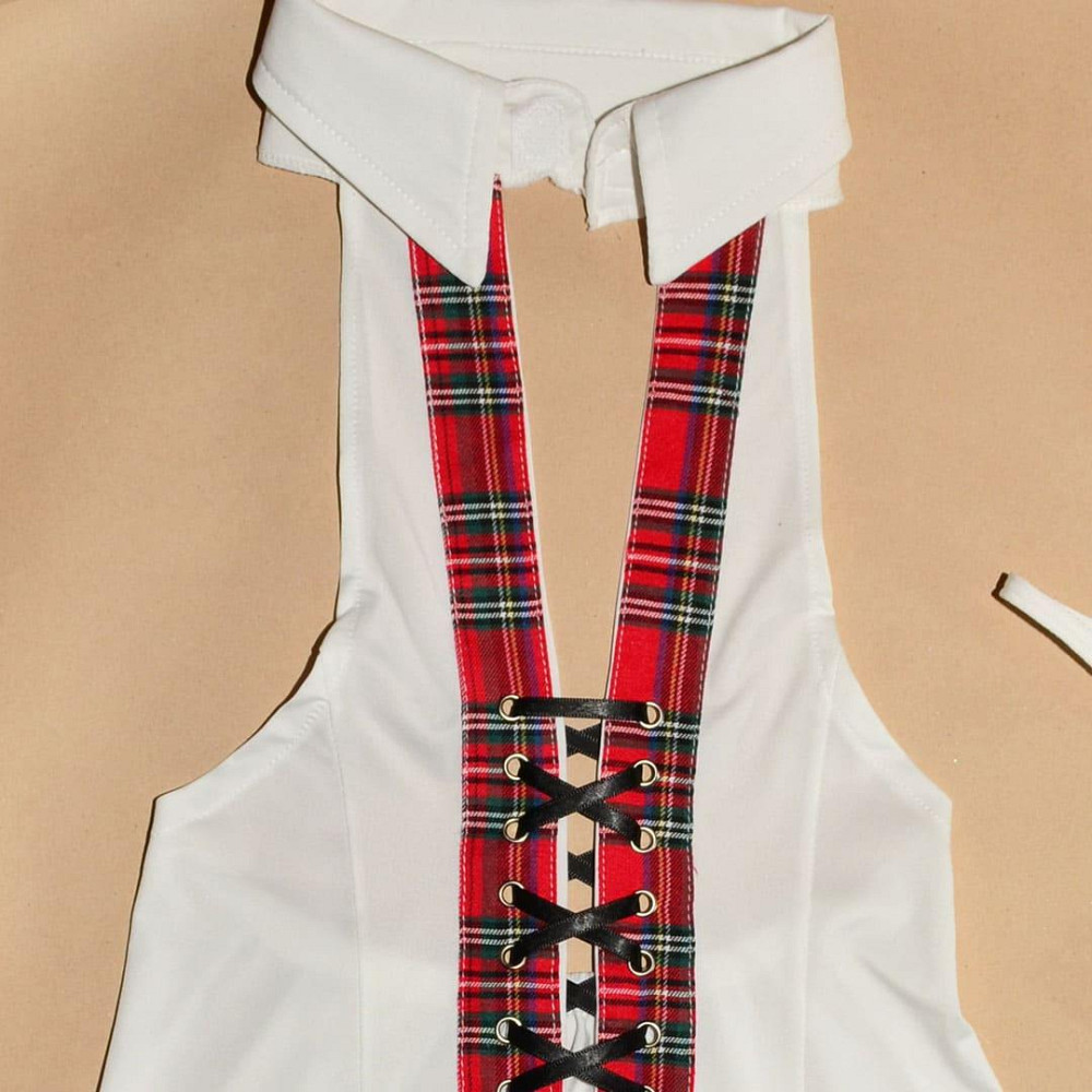 Костюм Школярки у клітинку для еротичних рольових ігор еластичний S/M Білий Вінниця - фото 5