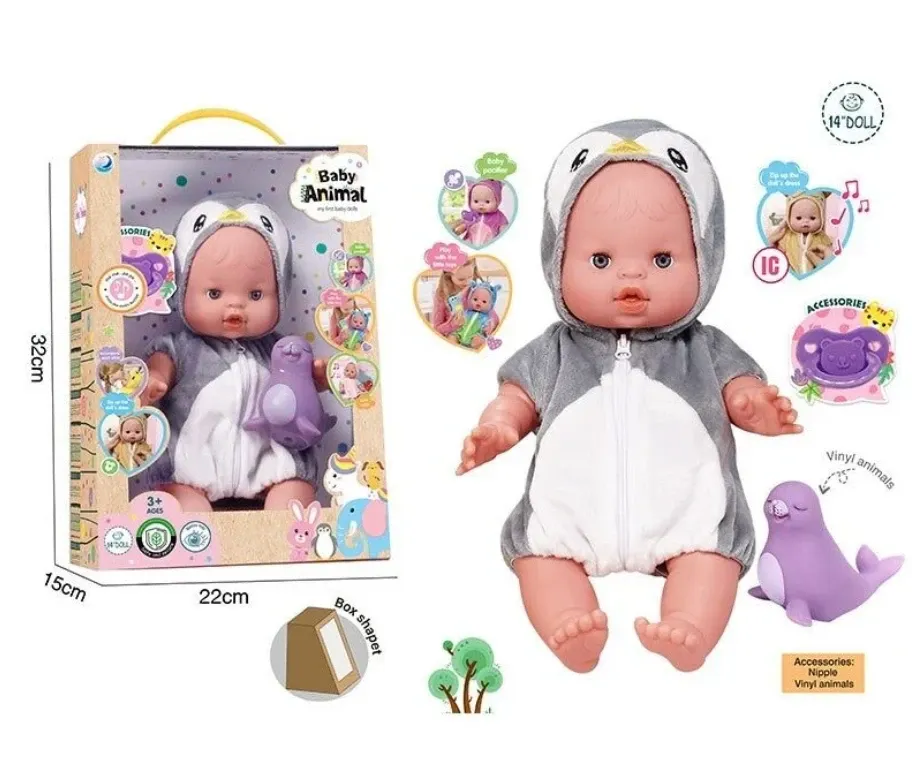 Пупс 32 см в комплекті знімний одяг рухливі кінцівки аксесуари музичний чіп (A 921 B) Чернігів - фото 1