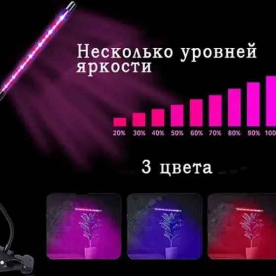 Фітолампа для рослин світлодіодна Plant Grow Light 2 з таймером, на 2 головки, для розсади та квітів Київ