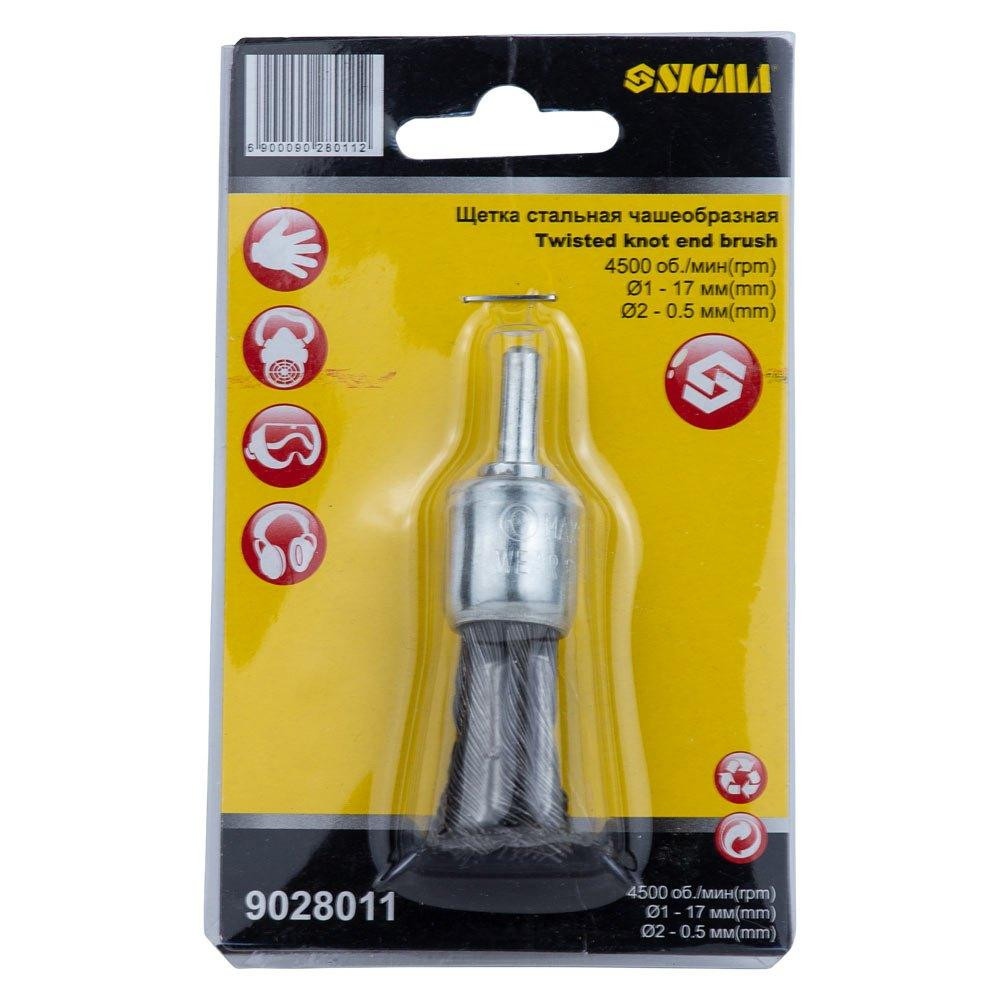 Щітка дротяна чашоподібна Ø17 мм хвостовик Ø 6 мм (сталева вита) SIGMA (9028011) Київ - фото 3